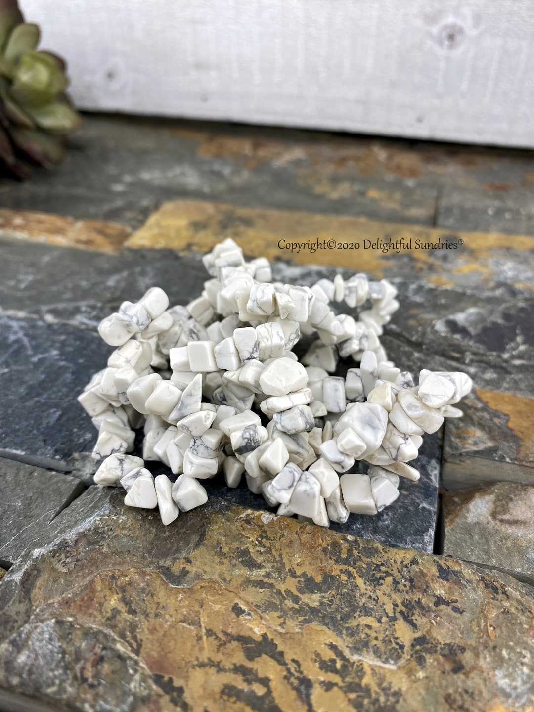 White Howlite Beads, Natural, Medium Chip, 34