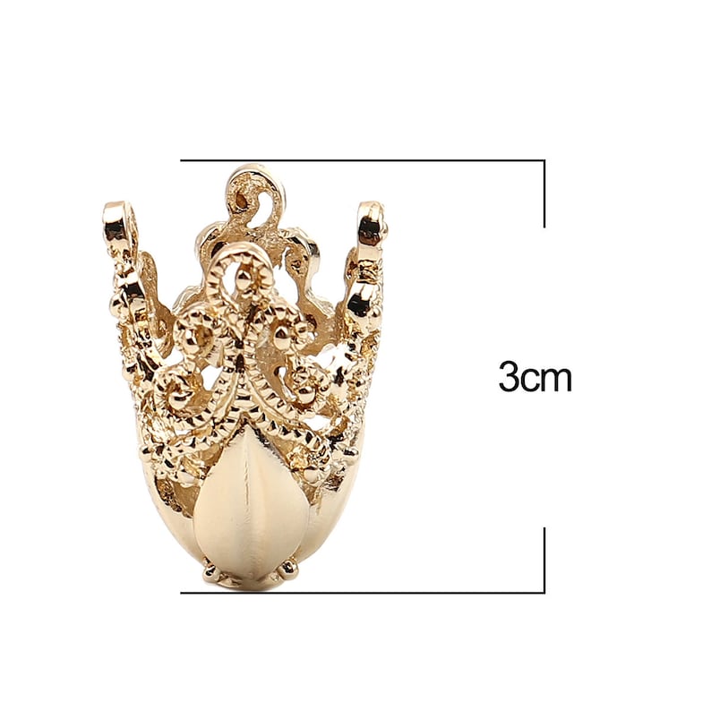QTY 2 or 4 Gold Findings A103 Gold Plated Bead Cap Large Victorian End Cap 30 x 20mm Filigree Fast Ship USA Sari Silk Tassel Necklace