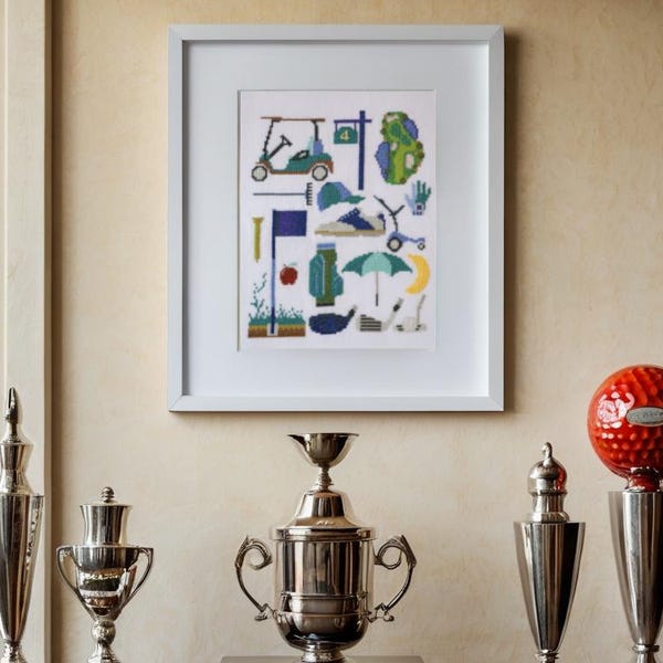 ¡Hora del Tee! - Patrón de punto de cruz de golf en PDF - Descarga instantánea