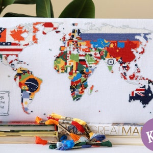 Flags of the World - Map Cross Stitch Kit
