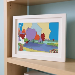 Lakeside View - Clarice Cliff Style Cross Stitch Pattern - Instant Download