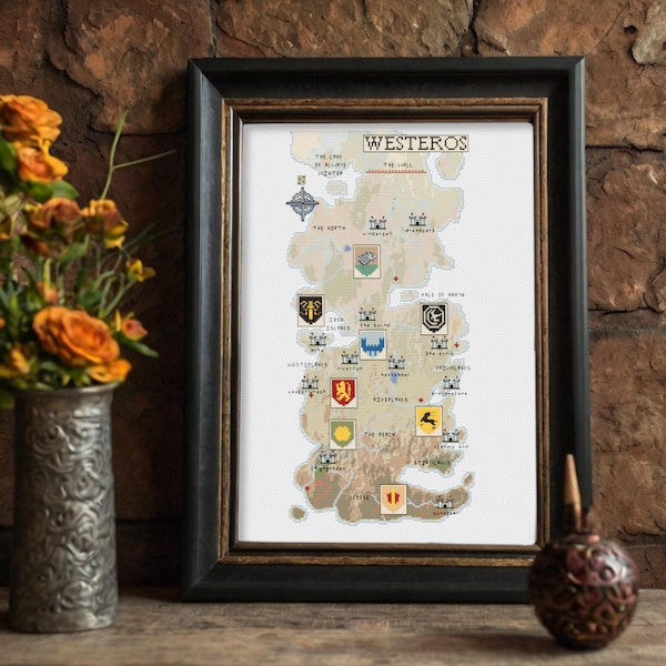 Westeros Map Cross Stitch Pattern - Instant Download