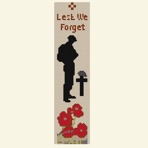Lest We Forget - Erinnerung Lesezeichen Kreuzstichmuster