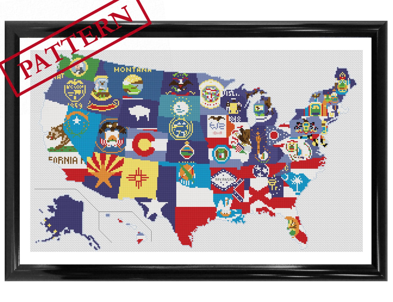 Flags of the USA Cross Stitch Pattern Instant Download Etsy