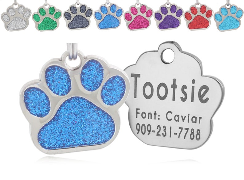 Personalized Pet ID Tag, Dog Tag, Cat Tag, Custom Cat Tag, Easy to Read, Cute Glitter Tag, Pet Tag, Pet Tags Personalized, Dog Collar Tag image 5