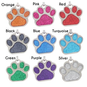 Personalized Pet ID Tag, Dog Tag, Cat Tag, Custom Cat Tag, Easy to Read, Cute Glitter Tag, Pet Tag, Pet Tags Personalized, Dog Collar Tag image 2