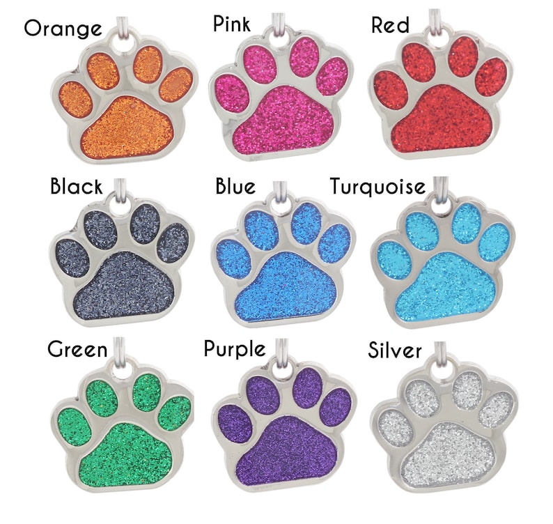 Personalized Pet ID Tag, Dog Tag, Cat Tag, Custom Cat Tag, Easy to Read, Cute Glitter Tag, Pet Tag, Pet Tags Personalized, Dog Collar Tag image 2