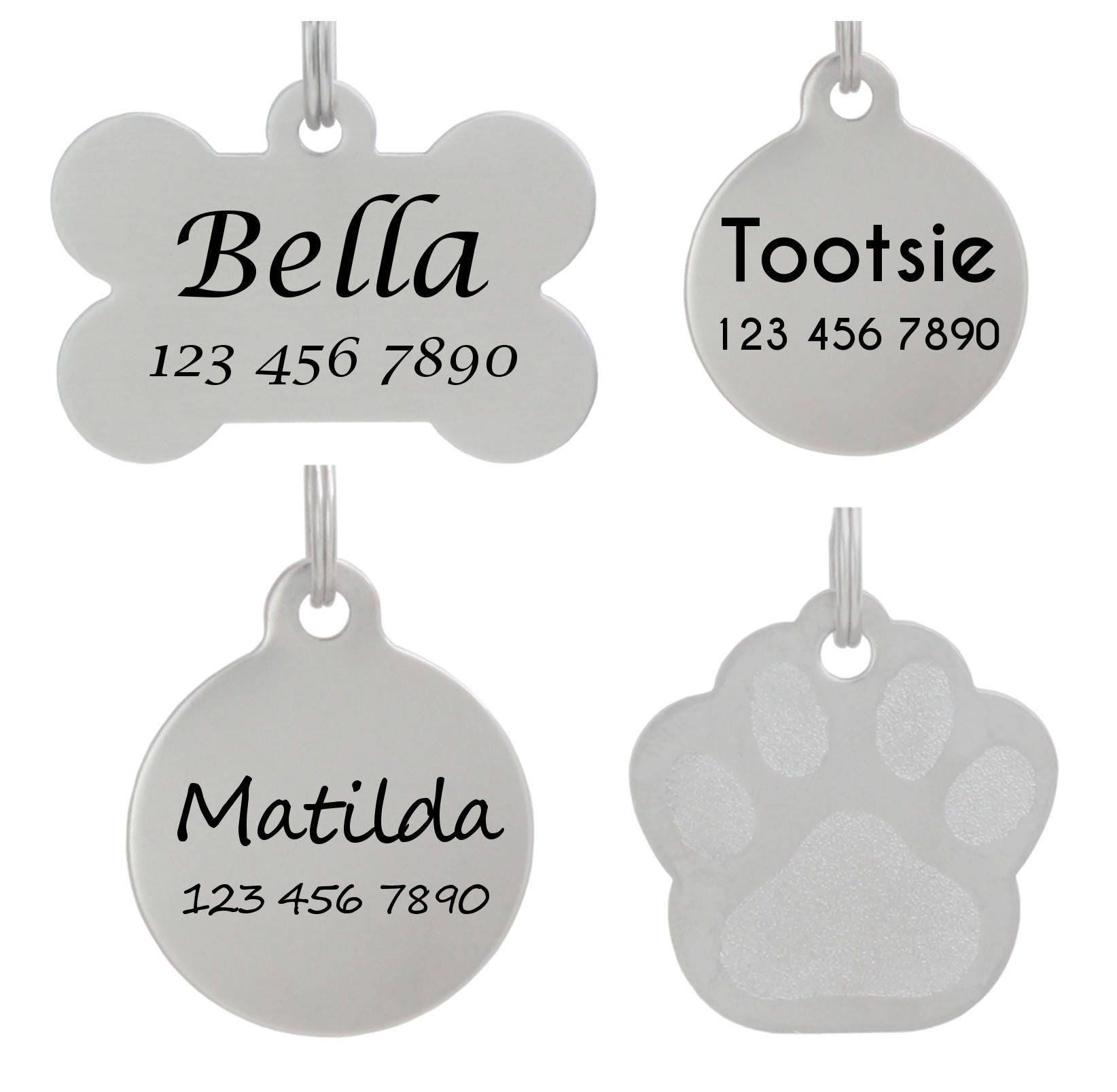 Made In USA Laser Etched Stainless Steel Pet ID Tags FREE Custom Pers…