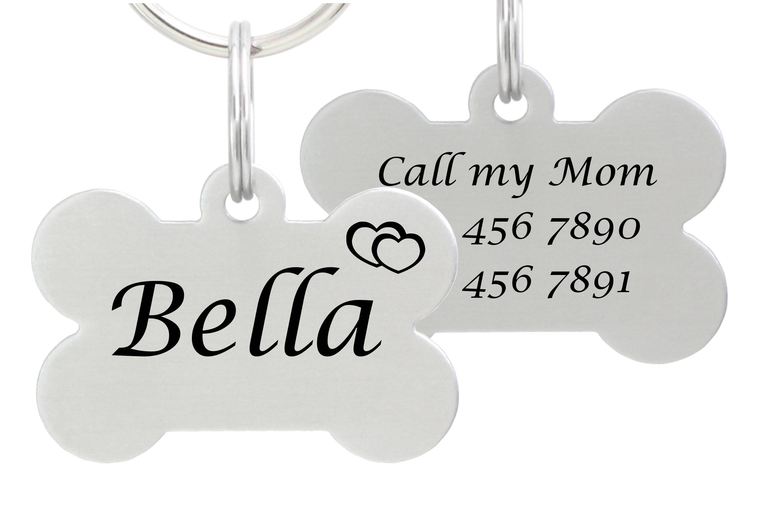 Double Sided Laser Etched Stainless Steel Pet ID Tag for Dog & Cat Ta…