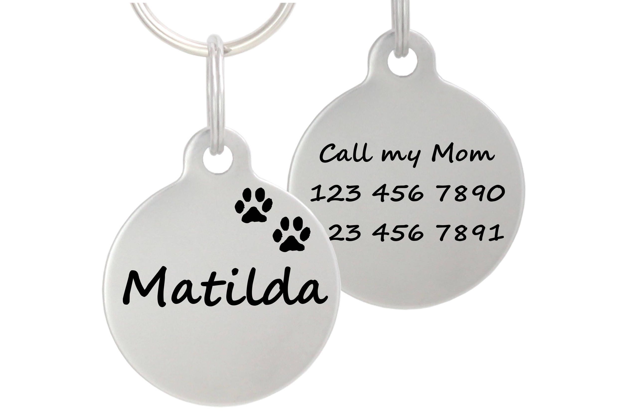 Double Sided Laser Etched Stainless Steel Pet ID Tag for Dog & Cat Ta…