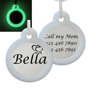 Double Sided Laser Etched Stainless Steel Pet ID Tag for Dog & Cat Tag Free Engraved and Personalized 1&quot; Round Shape + Silencer