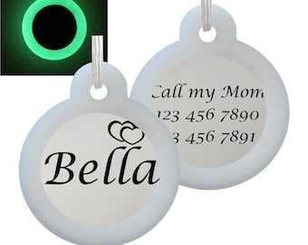 Double Sided Laser Etched Stainless Steel Pet ID Tag for Dog & Cat Tag Free Engraved and Personalized 1" Round Shape + Silencer