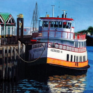 Casco Bay Ferry, the Aucocisco III, Giclee&#39; Print Matted to 8x10