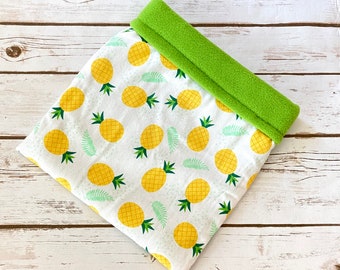 READY TO SHIP Hedgehog Bed | Guinea Pig Bed| Cuddle Sack | Bonding Bag | Snuggle Sack | Fleece Sleep Sack | Burrow Bag Pineapple Design