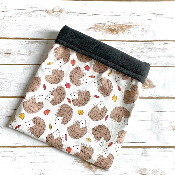 READY TO SHIP Hedgehog Bed | Guinea Pig Bed| Cuddle Sack | Bonding Bag | Snuggle Sack | Fleece Sleep Sack | Fall Leaves hedgehog