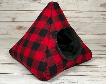 Ready to Ship Hedgehog Bed | Guinea Pig Bed | Small Animal Bed | Hedgehog House | Guinea Pig House | Rat Bed | Tent | Teepee |  Red Plaid