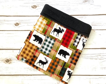 READY TO SHIP Hedgehog Bed | Guinea Pig Bed| Cuddle Sack | Bonding Bag | Snuggle Sack | Fleece Sleep Sack | Burrow Bag Plaid Wildlife Design