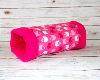 Custom Guinea Pig Hedgehog Rat Fleece Snuggle Tunnel Gift Pink Hedgehogs Pick from over 200+ Fabrics