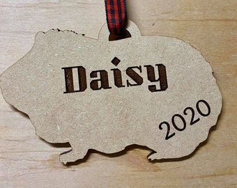 Personalized Laser Engraved Guinea Pig Cage Tags Christmas Tree 2023 Bauble Gift Xmas Ornament