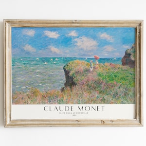Claude Monet Print, The Cliff Walk at Pourville, Landscape, Digital Art Print, Home Decor, Printable Art, Digital Masterpieces
