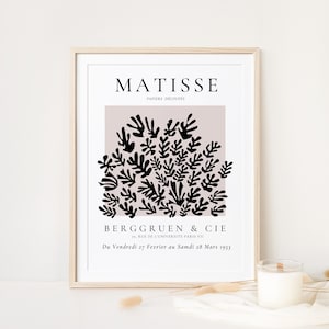 Henri Matisse Abstract Printable Wall Art, La Gerbe Vintage Exhibition Poster, Digital Download Black and Beige , The Cut Outs Print