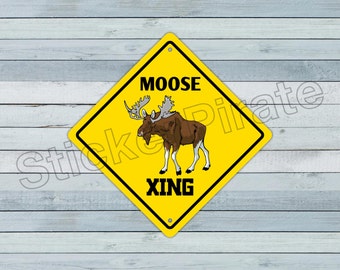 moose crossing sign etsy