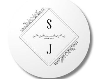 Minimalist Personalized Wedding Coasters, Custom Cardboard Coasters  Keepsake Wedding Favors and Gifts for Couples, 4" Round. #33