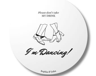 Minimalist Personalized Wedding Coasters, Custom Cardboard Coasters  Keepsake Wedding Favors and Gifts for Couples, 4" Round. #30