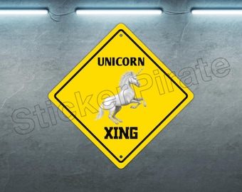 Unicorn Crossing 12" x 12" Aluminum Novelty Sign
