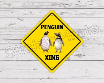Penguin Crossing 12" x 12"  Aluminum Novelty Sign