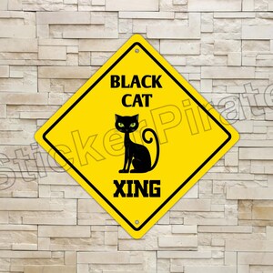 Black Cat Crossing 12" x 12"  Aluminum Novelty Sign