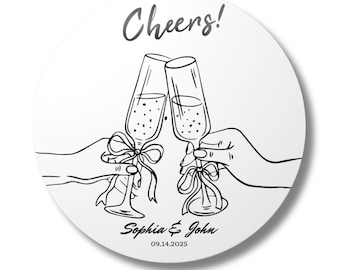 Minimalist Personalized Wedding Coasters, Custom Cardboard Coasters  Keepsake Wedding Favors and Gifts for Couples, 4" Round. #26