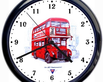 London Routemaster AEC Bus Large 10inch Black Wall Clock