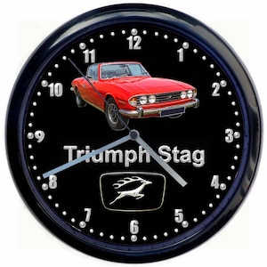 Triumph Stag Classic Car Large 10inch Black Wall Clock