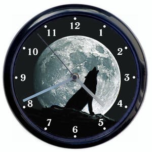Howling Wolf Large Black Wall clock