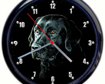 Black Labrador Dog Large 10inch Black Wall Clock