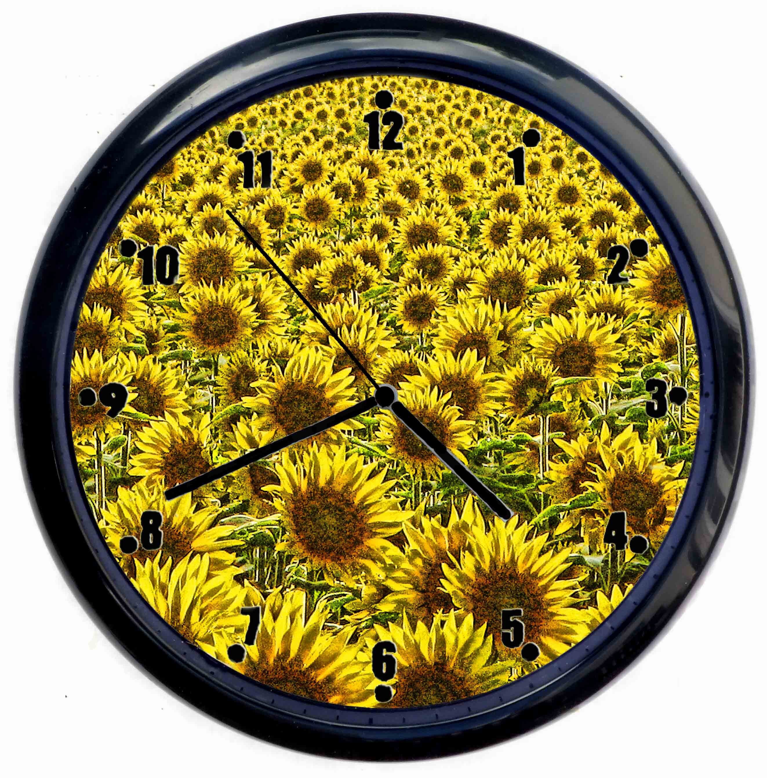 ひまわり ブラック 壁掛け時計 - Etsy 日本