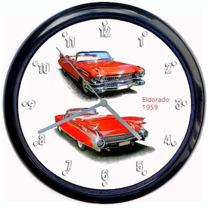 Cadillac Eldorado 1959 Classic Car Large 10inch Black Wall Clock