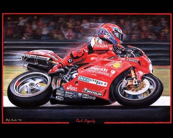 Carl Fogarty WSB Ducati (A4 21x29.7cm, 8.3x11.7 inches) Giclee Print