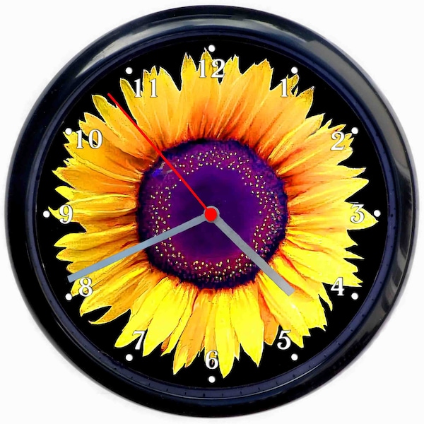 Sunflower Black Wall Clock