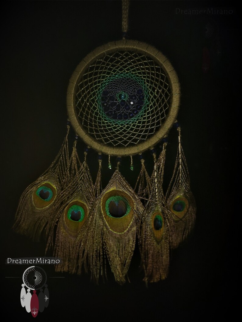 Dreamcatcher Peacock feather Large Dream Etsy