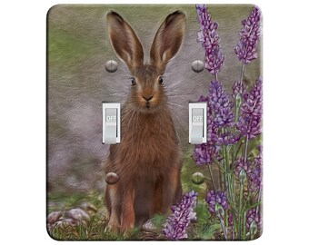 Embossi Printed Maxi Metal Lavender Hare Switch Plate - Light Switch / Outlet Cover, 1163