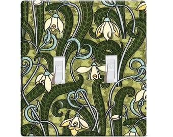 Embossi printed maxi metal grasset snowdrop pattern switch plate cover - light switch / outlet cover custom plate choose from menu, d0019