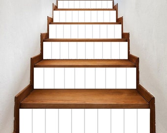 White Vertical Beadboard Shiplap stair riser stickers 7 inch X 36 inch strips #0139- - Choose the number of strips needed from the menu.