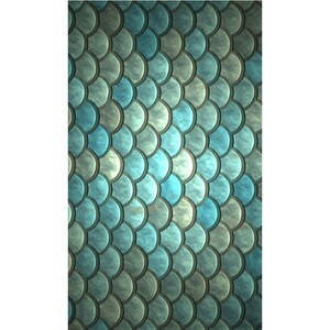 May include: A seamless pattern of overlapping teal and green scales. The scales are arranged in a diagonal pattern, creating a textured and iridescent effect.