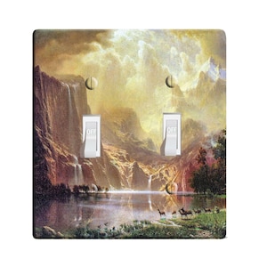 Embossi printed maxi metal between the sierra nevada mountains bierstadt switch plate light switch / outlet cover custom plate, d0115