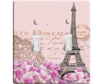 Embossi printed maxi metal paris eiffel tower  switch plate cover - light switch / outlet cover custom plate choose style from menu, d0030