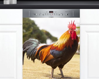 Dishwasher Cover Choose Magnet Or Vinyl Decal Sticker, Rooster Design D7562- choose your type from the menu.