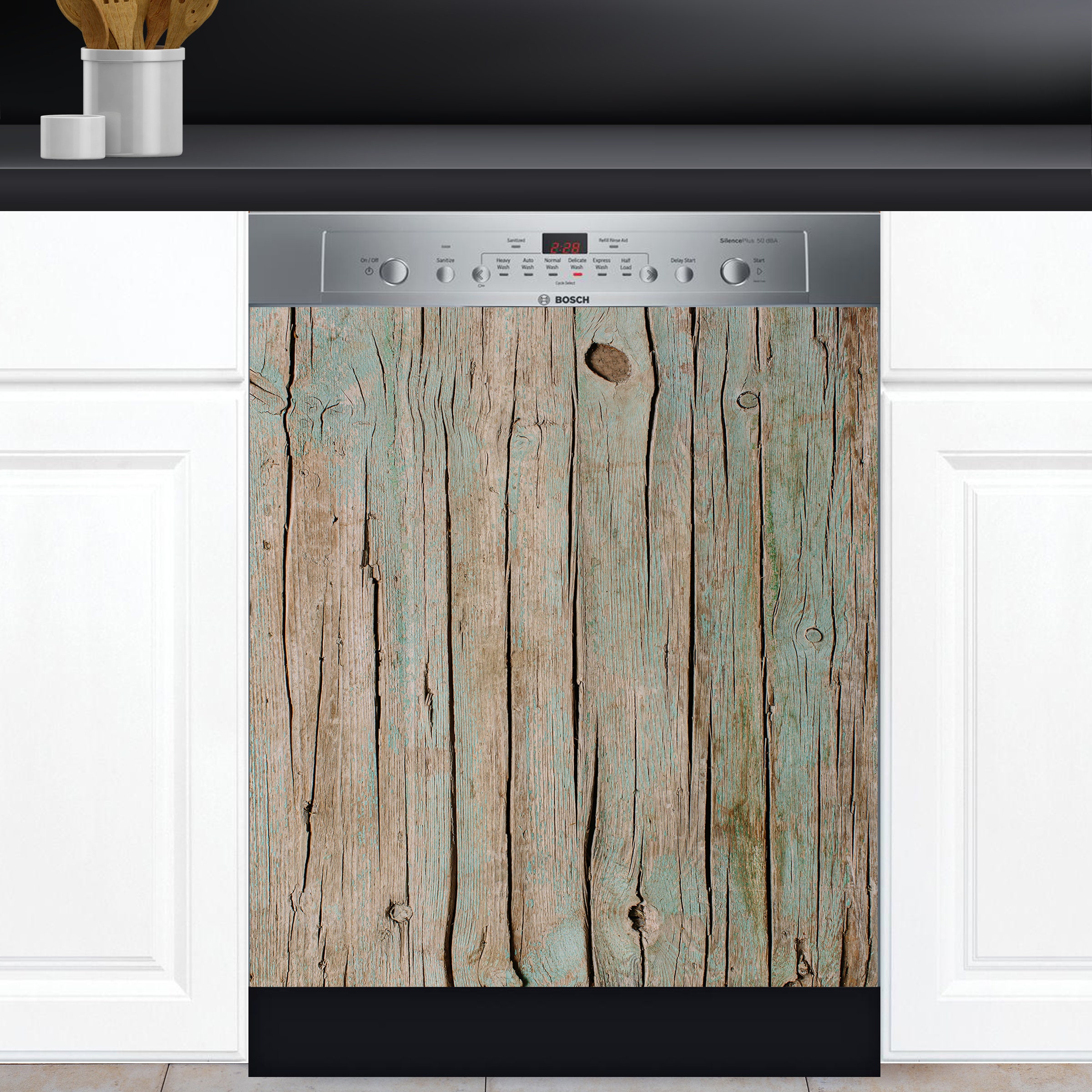 Dishwasher Cover Vinyl Sticker Grunge Green Wood Design Etsy