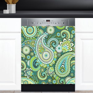 Dishwasher Cover Choose Magnet Or Vinyl Decal Sticker, Floral Ethnic Paisley Flower Design D0008- choose your type from the menu.